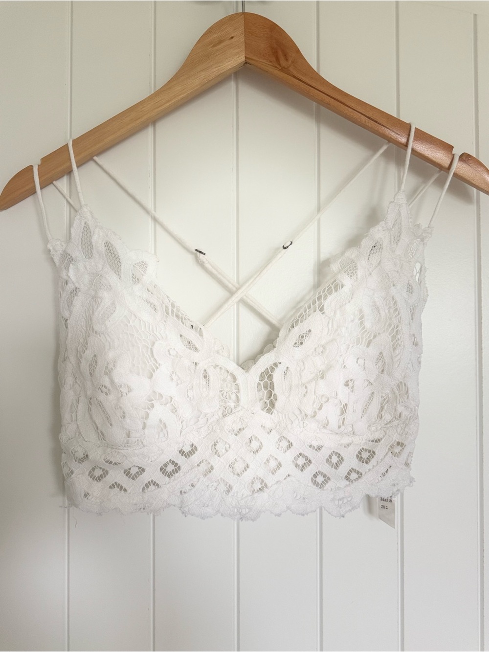 Free People Adella Style White Crochet Lace Bralette Boho Festival Strappy Back